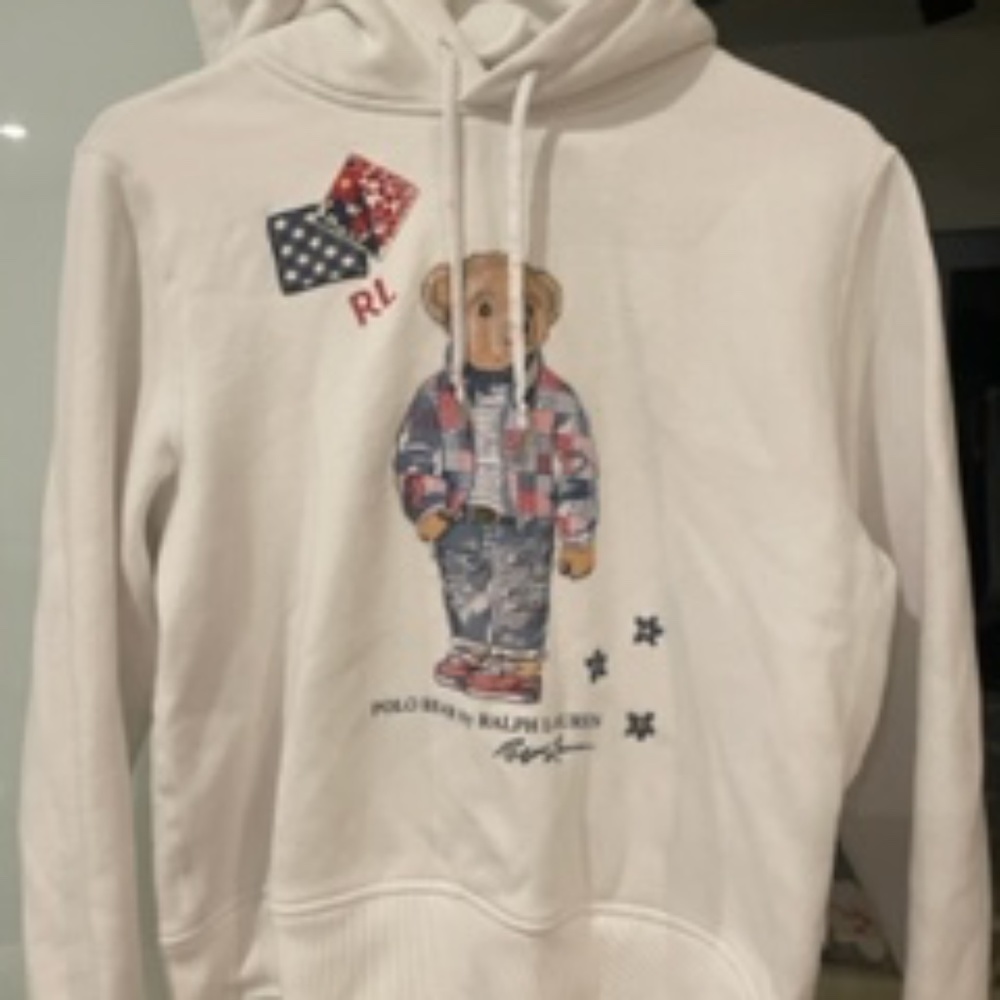 Polo Ralph Lauren Women’s Polo Bear Patchwork Hoodie Quilted White Size S